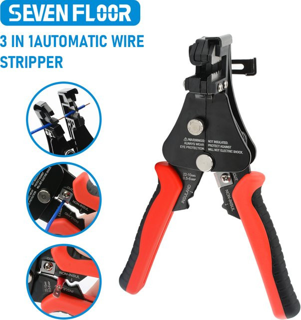 Multifunktionale automatische Abisolierzange in Schwarz für Kabel und Draht 8–18 AWG mit Crimpffunktion - Bild 1