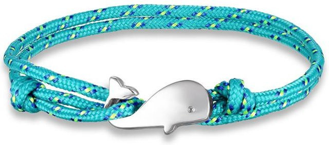 Armband, Walflossen, Paracord, Metallhaken, minze, grün, Unisex - Bild 1