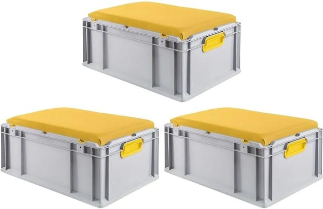 PROREGAL SparSet 3 x Eurobox NextGen Seat Box Gelb, H x B x T: 26,5 x 40 x 60 cm, 44 Liter Transportbox aus Kunststoff - Bild 1