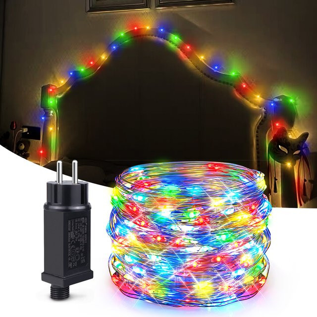 Rybakov LED Lichterkette aus Kupferdraht mit EU Netzteil für Weihnachts- und Partydekoration - Bild 1