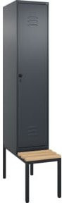 C+P Spind Classic PLUS Garderobenspind mit Sitzbank, 1 Abteil, Anthrazit/Schwarz, B/T/H: 212,0 x 40,0 x 81,5 cm - Bild 1