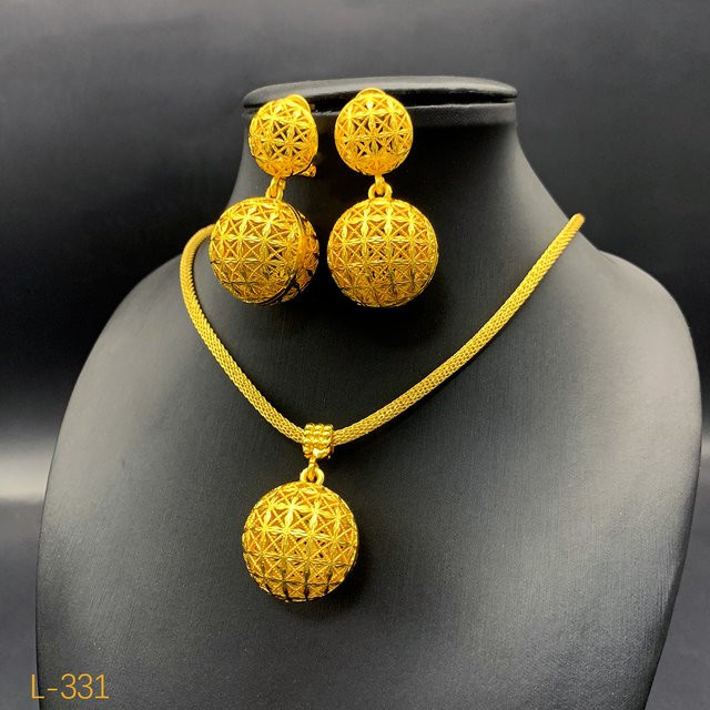 Schmuckset Halskette, Ohrringe, 24k vergoldet, Damen - Bild 1