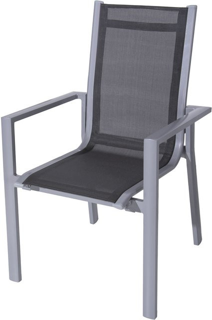 Kettler OUTFLEXX Stapelsessel in Silber/Grau aus Aluminium und Textilene, B/T/H: 65 x 60 x 94 cm - Bild 1