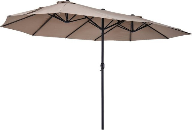 Outsunny Marktschirm Café in Braun aus Stahl und Polyester, B: 270 cm, H: 240 cm, L: 460 cm - Bild 1