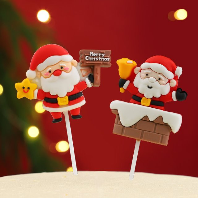 ZQNYCY Weihnachtliche Santa Claus Kuchen Topper Set in Multicolour für Cupcakes und Desserts - Bild 1