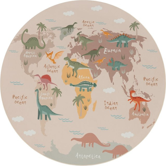 Runder Kinderteppich Bini in Beige mit modernem Design, rutschfest und waschbar, Durchmesser: 200 cm - Bild 1