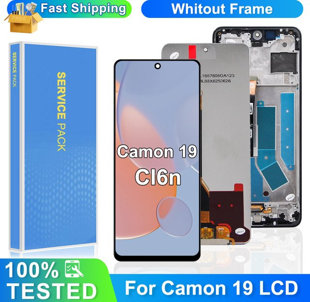 Tecno Camon 19 CI6 LCD-Display mit Touchscreen-Digitizer-Panel-Baugruppe und Rahmen in Schwarz, 6,8 Zoll - Bild 1
