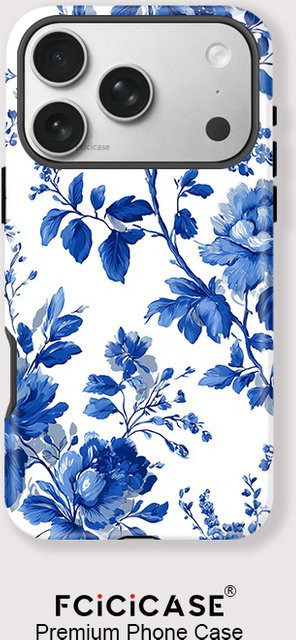 Fcicicase MagSafe Magnetische Silikon Schutzhülle mit Blumenmuster für iPhone 17 Air Pro Max, 16, 15, 14, 13, 12, 11 in Blau - Bild 1