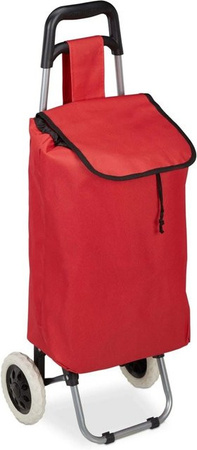 Relaxdays Einkaufstrolley aus Polyester in Rot, klappbar, B/T/H: 92,5 x 42 x 28 cm