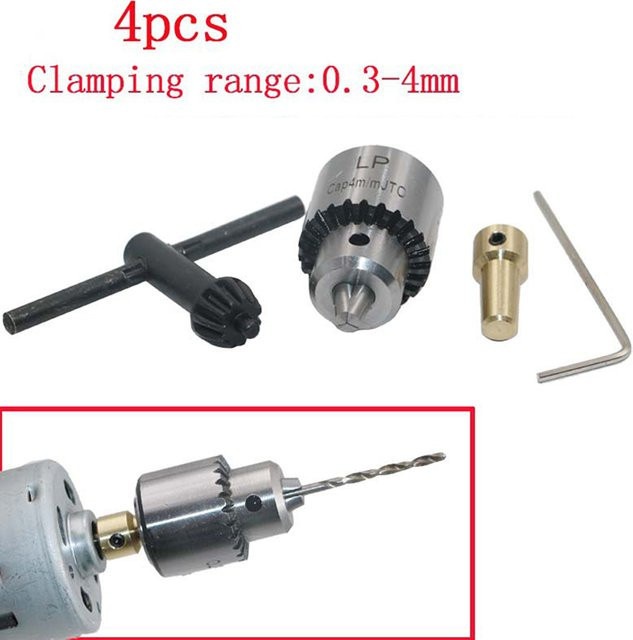 HUXUAN Mini Bohrfutter Set aus Messing mit Spannbereich 0,3-4mm und Schlüssel für elektrische Motorwellen - Bild 1