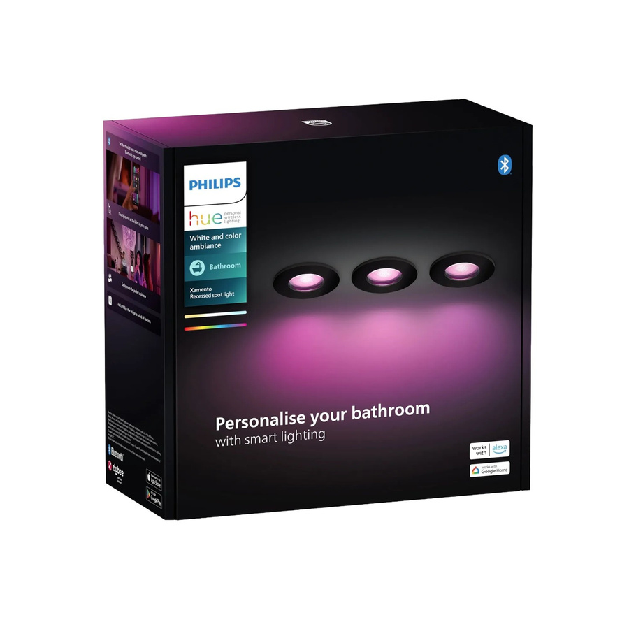 Philips Hue White & Color Ambiance Xamento Smart-Einbaustrahler Schwarz 3er-Pack - Bild 4
