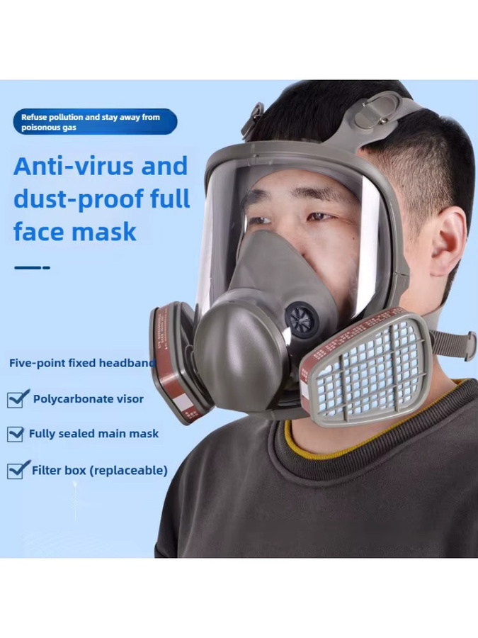 QHSPE 6800 Vollgesichtsschutzmaske professionelle Gasmaske zum Schutz vor Chemikalien, Pestiziden und Staub - Bild 6