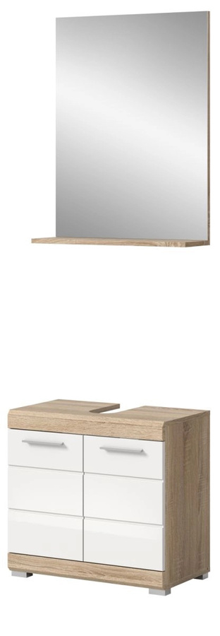 Inn.Furn Badmöbel Set Mambo 2-teilig in Weiß Hochglanz und Eiche, Breite: 60 cm - Bild 3