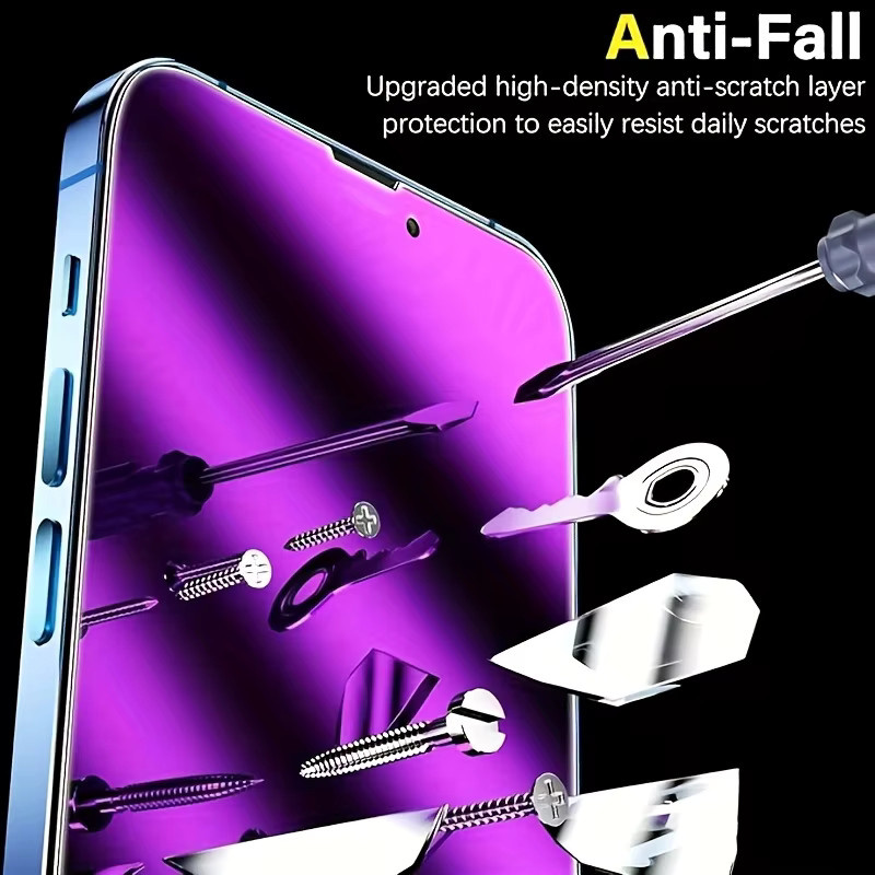 Displayschutzfolie aus gehärtetem Glas mit Anti-Blau- und Privatsphäre-Funktion für Apple iPhone 17 16 15 14 13 12 11 Pro Max, transparent - Bild 3