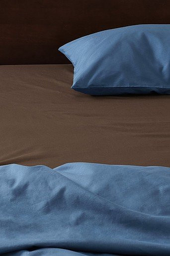 ZACK Laken Einzelbett aus Bio-Baumwolle, Farben: Braun oder Blau, B/T/H: 150 x 250 x 144 cm - Bild 1