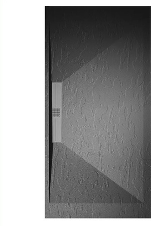 Mirlo Duschwanne Edis aus Mineralguss Extra Flach in Anthrazit mit Ablaufschutz in Chrom B/B: 150 x 90 cm