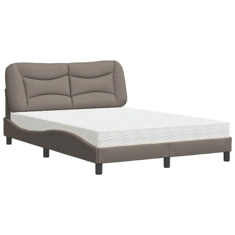 vidaXL Bett mit Matratze in Taupe und Grau aus Stoff und Kiefernholz B/T/H: 120 x 200 cm - Bild 2