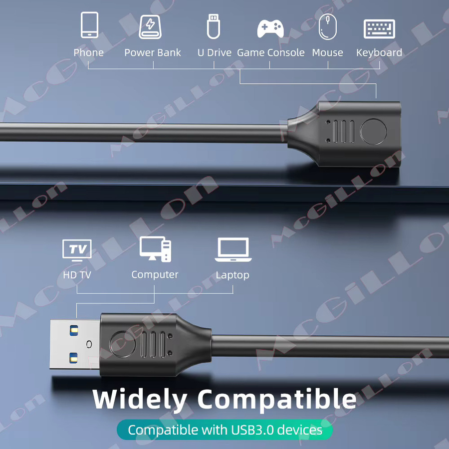 MCGILLON USB 3.0 Verlängerungskabel mit EIN/AUS-Schalter, Schwarz, USB-A auf USB-A - Bild 3
