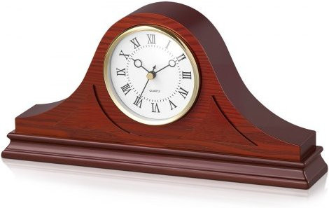 VEVOR Vintage Mantel Clock mit lautlosem Quarzwerk in Kirschholz-Optik, Tischuhr analog, B/T/H: 16,4 x 16,25 x 6,0 cm - Bild 1