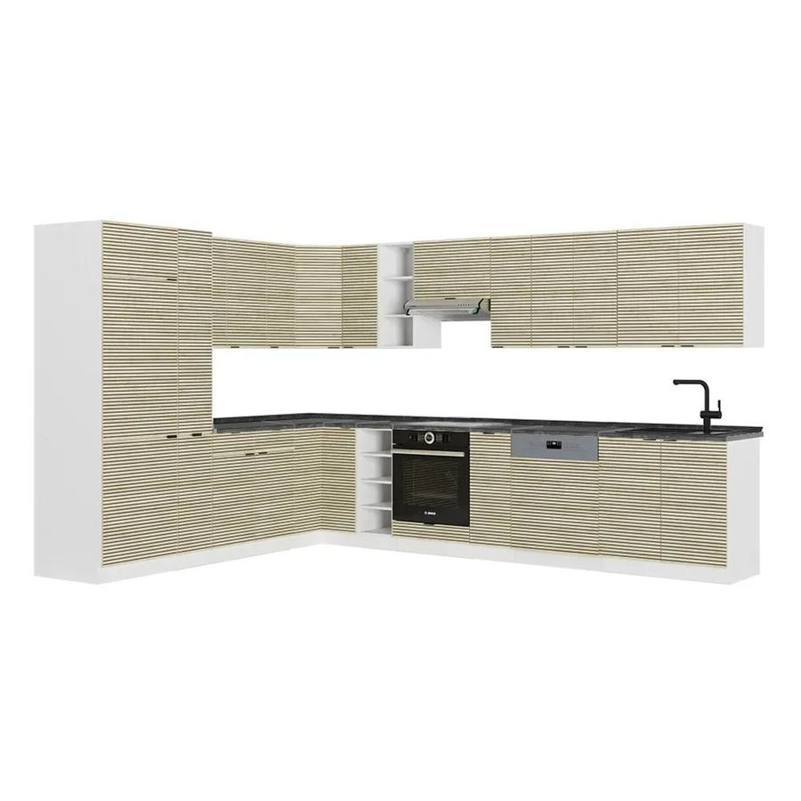 Vicco Fame-Line Eckküche in Eiche und Weiß mit Anthrazit, B/H: 347 x 257 cm - Bild 2