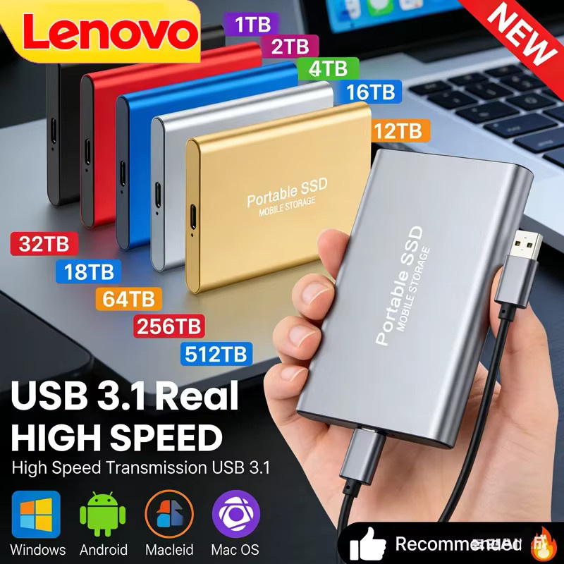 Lenovo SSD externe Festplatte USB 3.1 tragbare Hochgeschwindigkeitsfestplatte in Blau - Bild 2