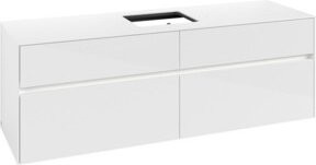 V&B Waschtischunterschrank Collaro in Weiß Glossy mit Waschtisch und LED-Beleuchtung B/T/H: 160 x 54,8 x 50 cm - Bild 1