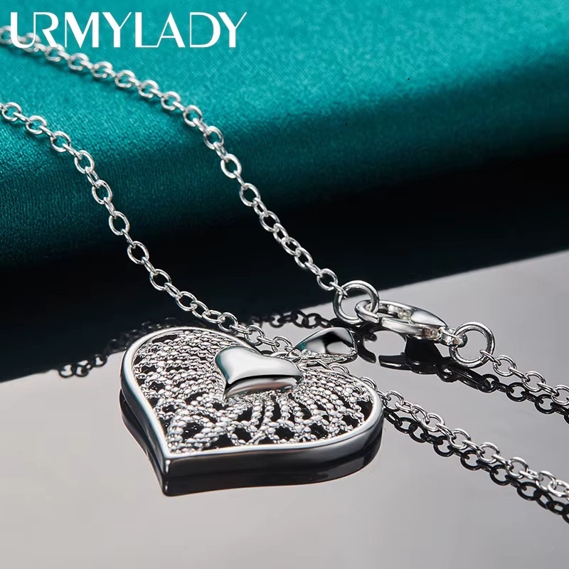 URMYLADY Halskette mit Herz-Anhänger, 925 Silber, Damen, 40,6 cm - Bild 2