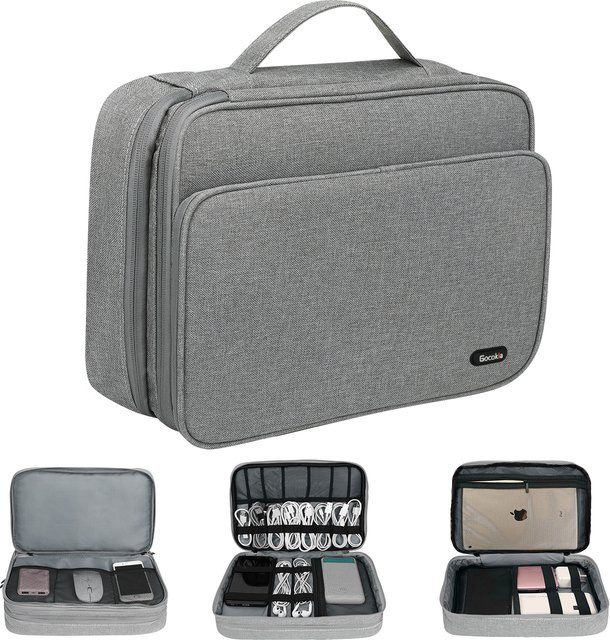 Acoki Organizer für elektronisches Zubehör, dreischichtige wasserdichte Aufbewahrungstasche für iPad 11 und Gadgets, Farbe: Grau - Bild 1