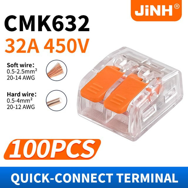JINH 100 Stück Hebel-Schnellverbinder CMK632 Elektrische Verbindungsklemmen transparent - Bild 1
