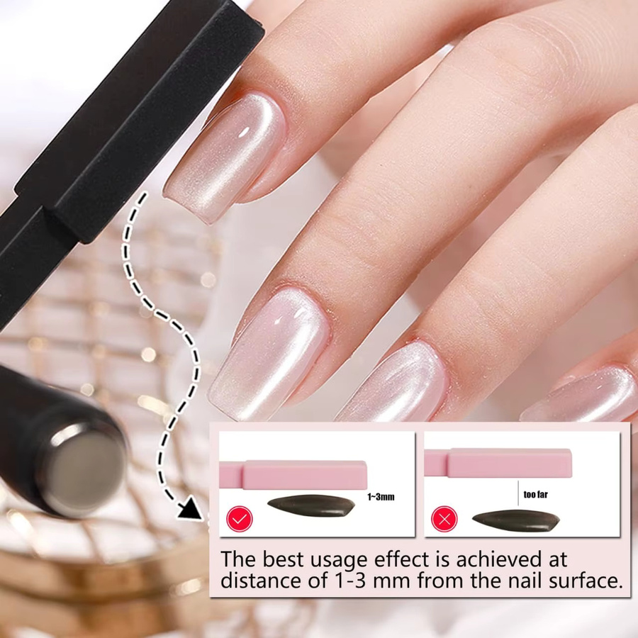 6-in-1 Sternförmiger Katzenaugen-Nagelmagnet, Rosa, Schimmernd - Bild 4