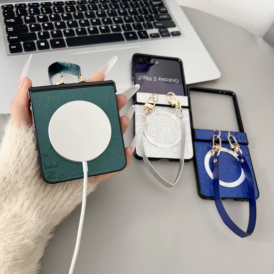 Samsung Handyhülle mit magnetischer Handschlaufe und stoßfester Scharnierabdeckung für Galaxy Flip 7 und FE 6 in Green - Bild 3