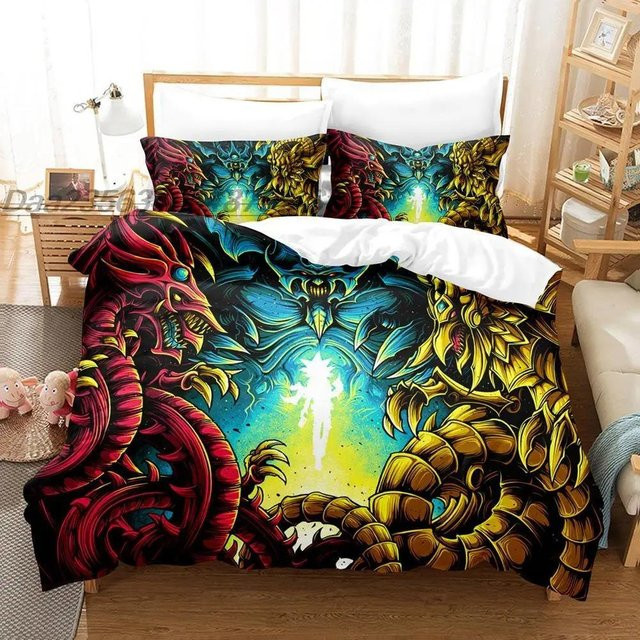 Yu Gi Oh Bettwäscheset mit 3D-Anime-Print von Binchi Fitness, 3-teilig, Mehrfarbig, B/H: 140 x 200 cm - Bild 1
