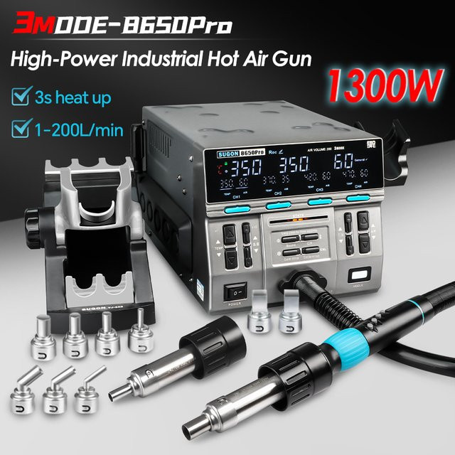 SUGON 8650Pro Heißluft-Reworkstation 1300W Industrielle Heißluftpistole für BGA SMD PCB Elektronik-Lötstation - Bild 1