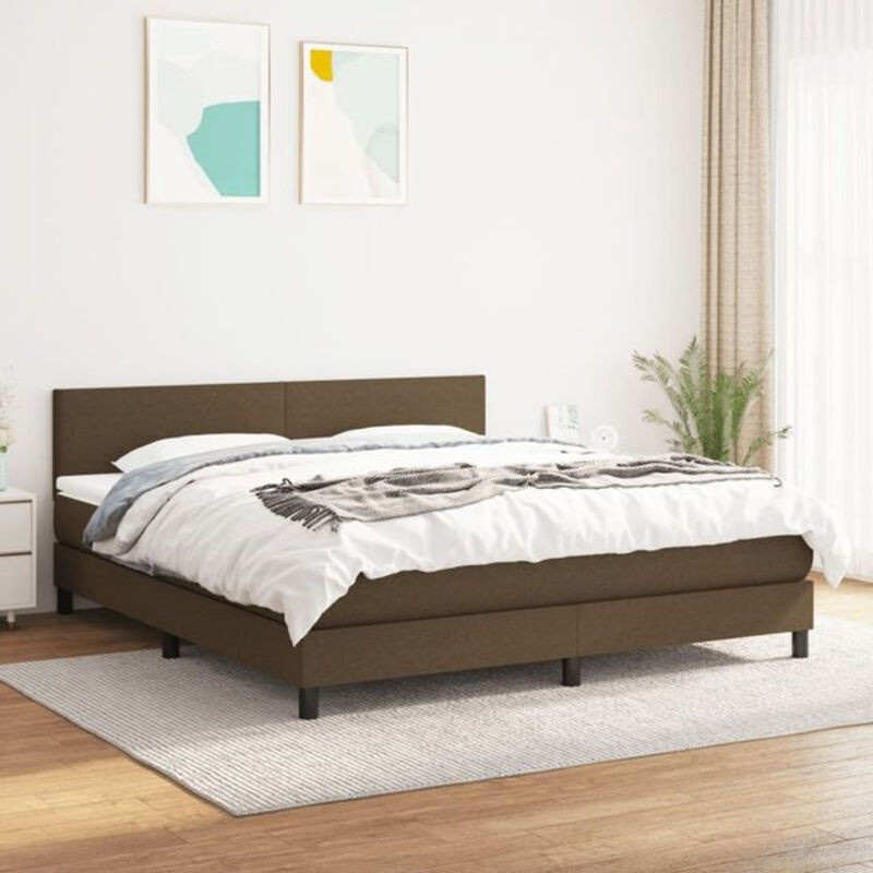 Vidaxl Boxspringbett mit Matratze aus Stoff in Braun und Weiß, B/T/H: 180 x 200 x 78 cm - Bild 1