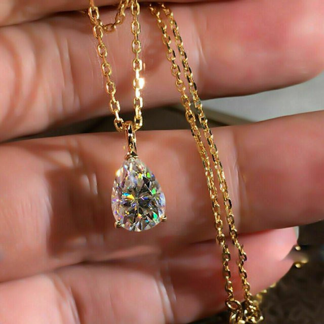 Huitan Halskette, Wassertropfen, Zirkonia, Gold, Damen - Bild 1