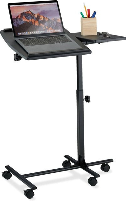 Relaxdays Laptoptisch aus MDF in Schwarz, höhenverstellbar und neigbar mit Rollen, B/T/H: 61 x 40 x 65 bis 85 cm - Bild 1