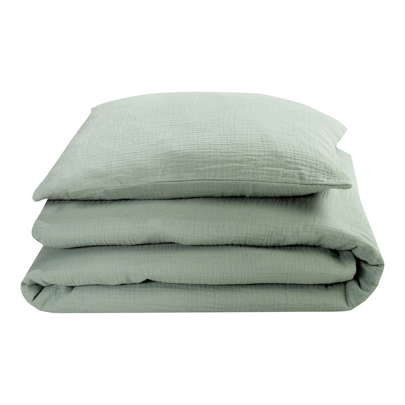 Julius Zöllner Bettwäsche Terra Musselin aus Baumwolle für Babys, Set bestehend aus Kopfkissenbezug und Bettbezug, Farben Beige und Grün, B/H: 40 x 60 cm und 135 x 200 cm - Bild 3