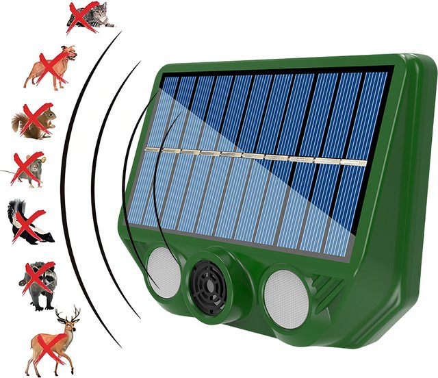 Solarbetriebenes Ultraschall-Tierabwehrmittel mit 500mAh Akku und USB-Aufladung zur Abschreckung von Mäusen, Kojoten, Füchsen, Waschbären und Hirschen - Bild 1