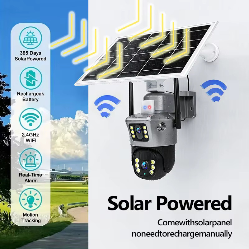 FUNOVATION Solarbetriebene 4K 6MP IP PTZ Sicherheitskamera mit Dual-Linsen, Wasserdicht und 2.4G WLAN, Farbe: Weiß - Bild 6