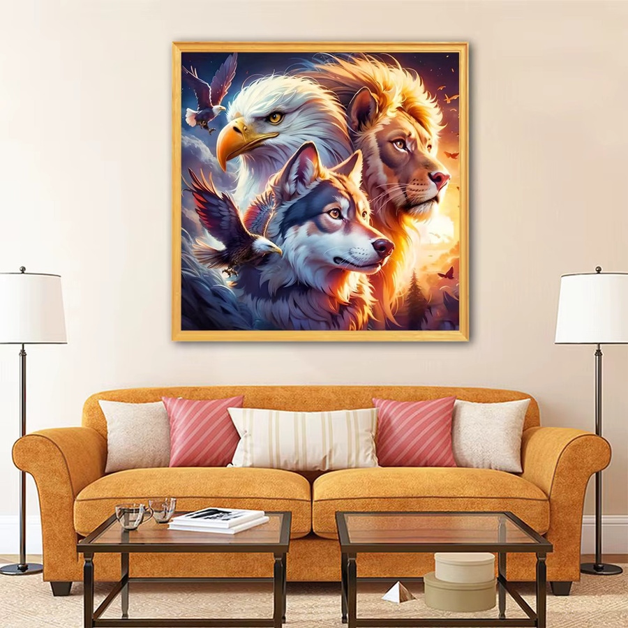 EverShine 5D-Diamantgemälde Tier-Mosaik Set in Multicolour, DIY Strass-Bild mit Wolf, Löwe oder Weißkopfseeadler, B/H: 20 x 20 cm - Bild 3