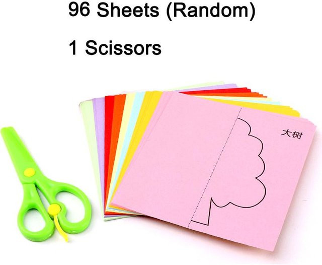 Yiran bag Papierschneideset mit 96 Blatt Papier und kindersicherer Schere in Bunt für Kinder ab 3 Jahren - Bild 1