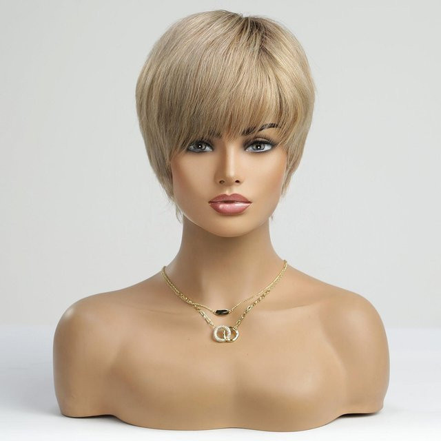 HAIRCUBE Echthaar-Perücke, Pixie-Schnitt mit Pony, Blond, Damen - Bild 1
