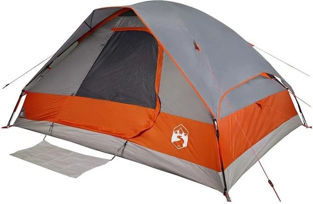 vidaXL Kuppel-Familienzelt für 6 Personen in Grau und Orange, wasserdicht, Modell 94783 - Bild 1