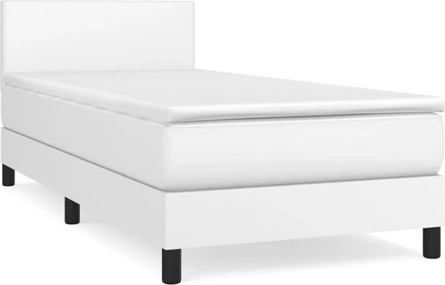 vidaXL Boxspringbett mit Matratze in Weiß aus Kunstleder, Hybrid-Modell mit Taschenfedern, B/T: 80 x 200 cm - Bild 1