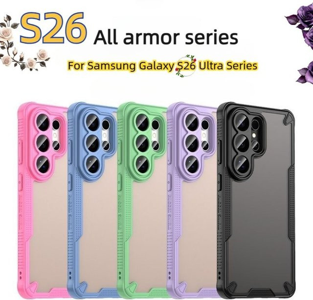 Samsung Schutzhülle Micro Frosted Anti-Drop Shell mit vollständiger Objektivabdeckung in Pink für Android Smartphones - Bild 1