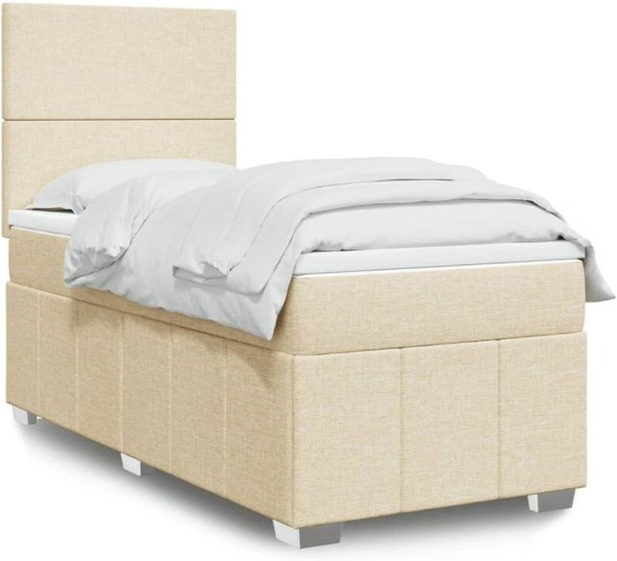 vidaxl Boxspringbett mit Matratze aus Stoff in Beige, B/T/H: 90 x 190 x 140,5 cm - Bild 1