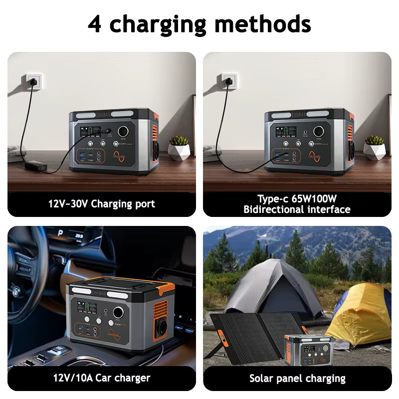 CHUBAN Tragbare Powerstation 500W mit 100000mAh Kapazität und optionalem 100W Solarpanel, Solargenerator in Schwarz mit reiner Sinuswelle, 220V und USB-C-Anschluss - Bild 5