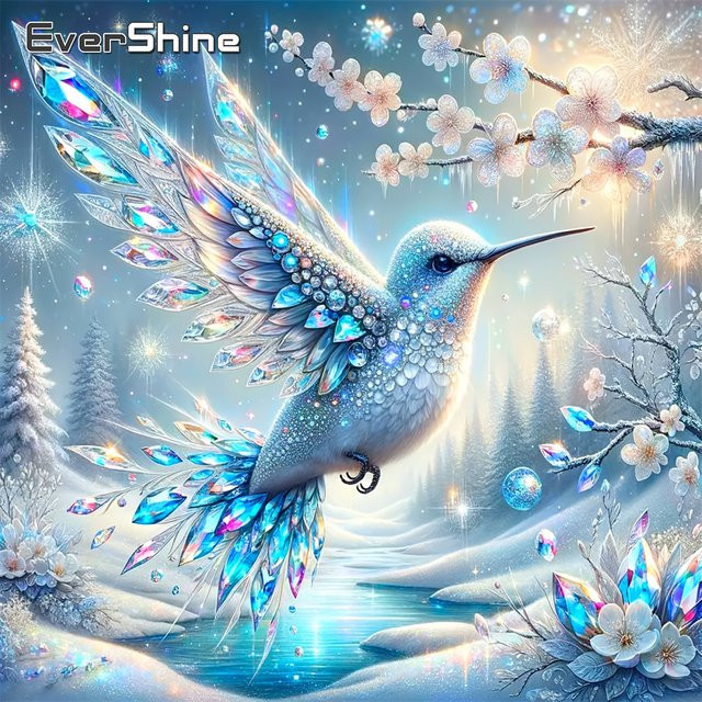 EverShine Diamantmalerei DIY Kit Kolibri Motiv mit Rundmosaik für Kreuzstich und Dekoration - Bild 1