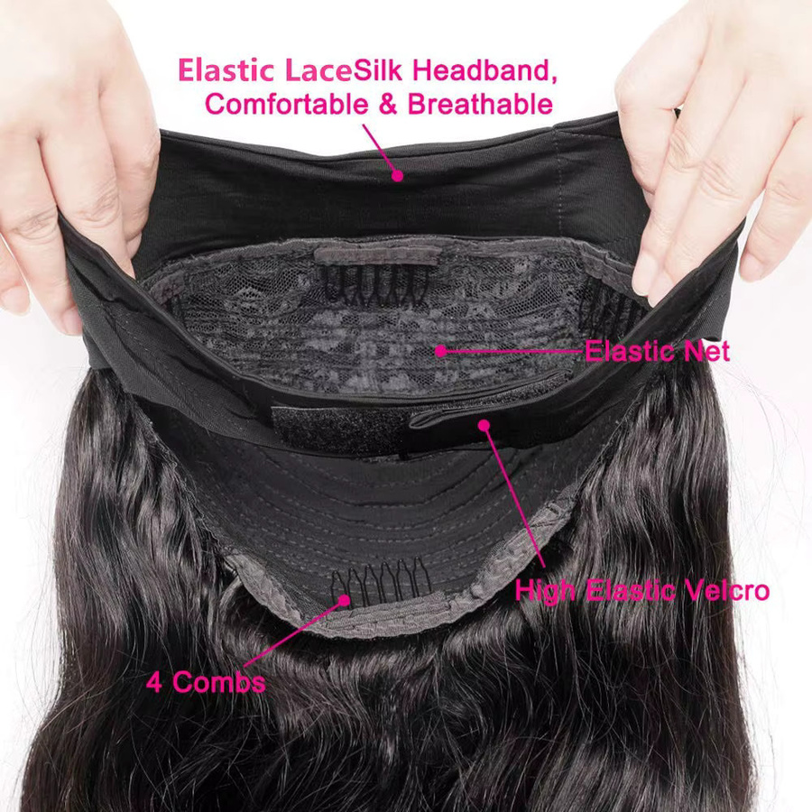 Dula A Hair Stirnband-Perücke, Echthaar, gewellt, 250 % Dichte, Damen - Bild 5