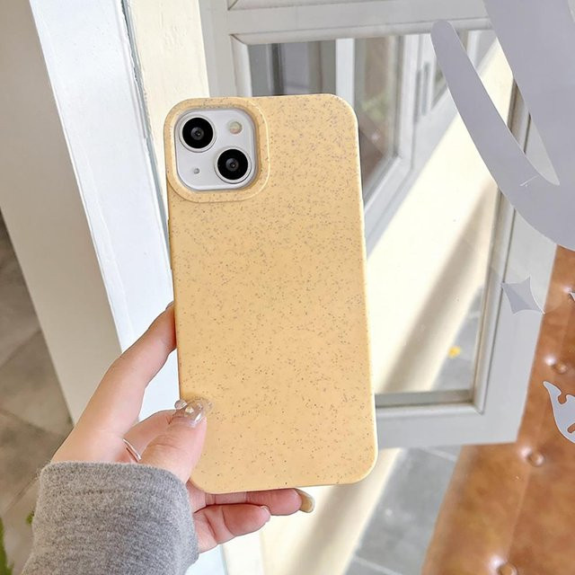 TUNEDEE Öko Biologisch Abbaubare Weizenstroh Silikon Hülle für iPhone, Stoßfest, Gelb - Bild 1